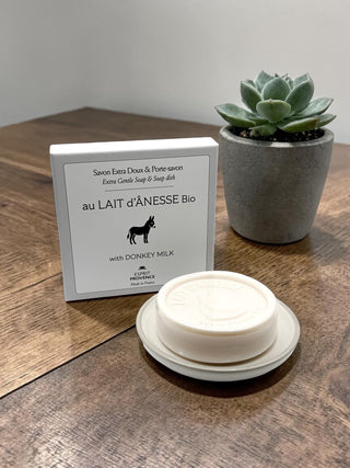 Coffret - Savon au lait d’ânesse bio et porte - savon en céramique - Fee maison