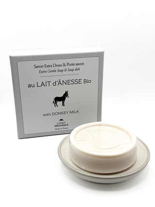 Coffret - Savon au lait d’ânesse bio et porte - savon en céramique - Fee maison